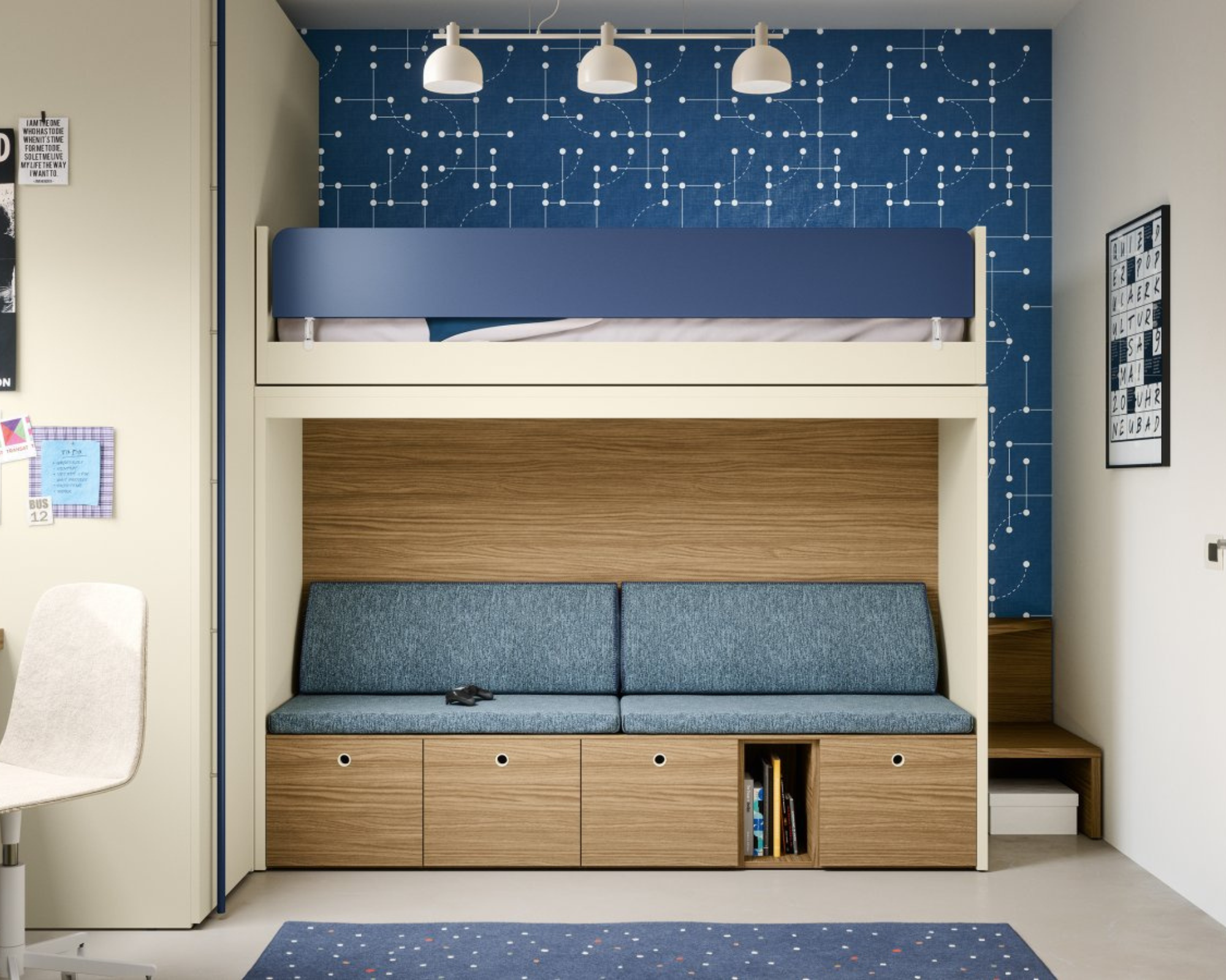 Cameretta con letto a castello skid